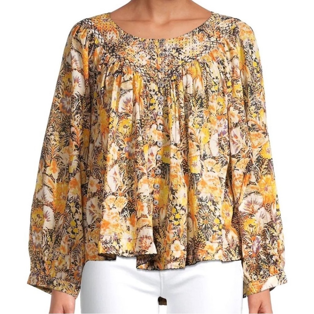 Free People Cool Meadow Blouse in Midnight Combo